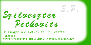szilveszter petkovits business card